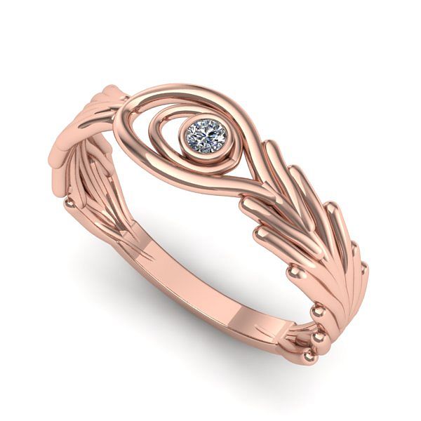 Inel de logodna din aur roz cu diamant