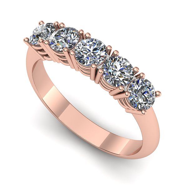 Inel de logodna din aur roz cu diamante