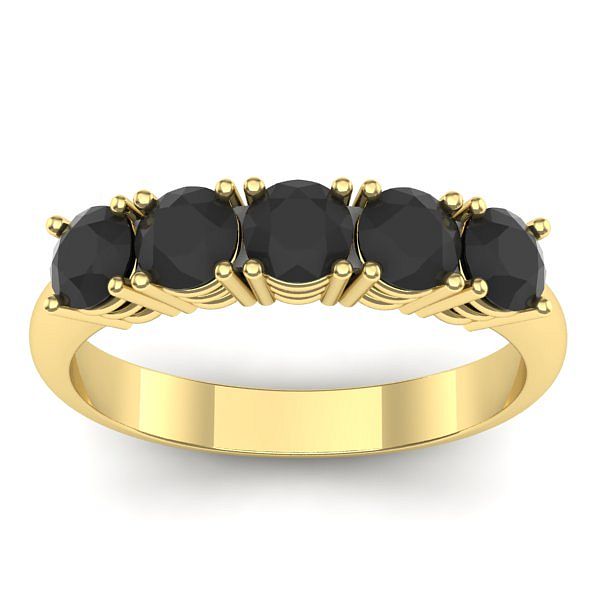 Inel de logodna cu diamante negre rotund