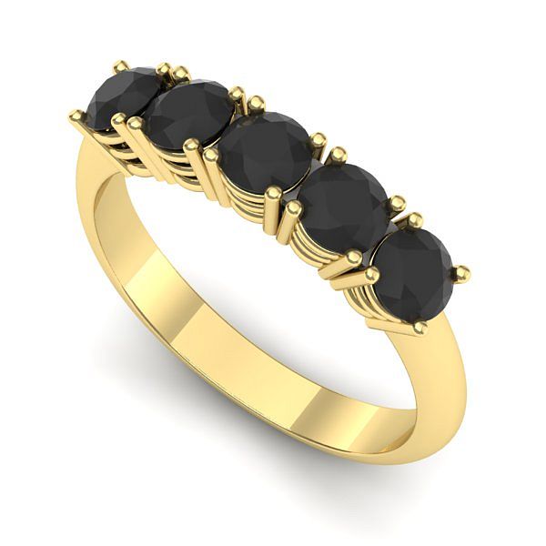 Inel din aur galben cu diamante negre