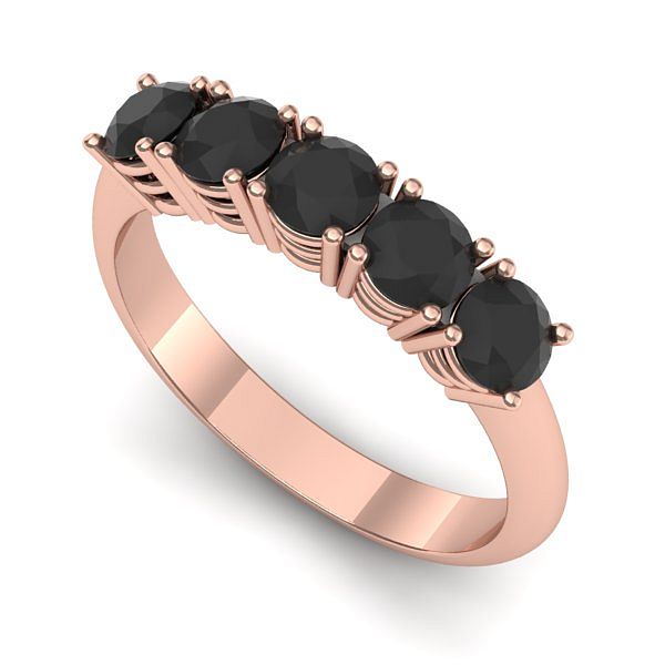 Inel din aur roz cu diamante negre