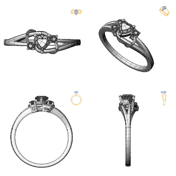 Inel de logodna 3stone cu diamant de laborator roz