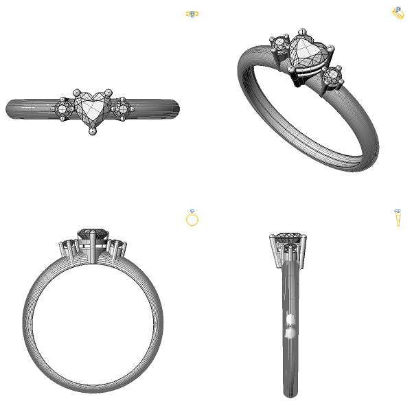 Inel logodna 3stone cu diamant de laborator roz