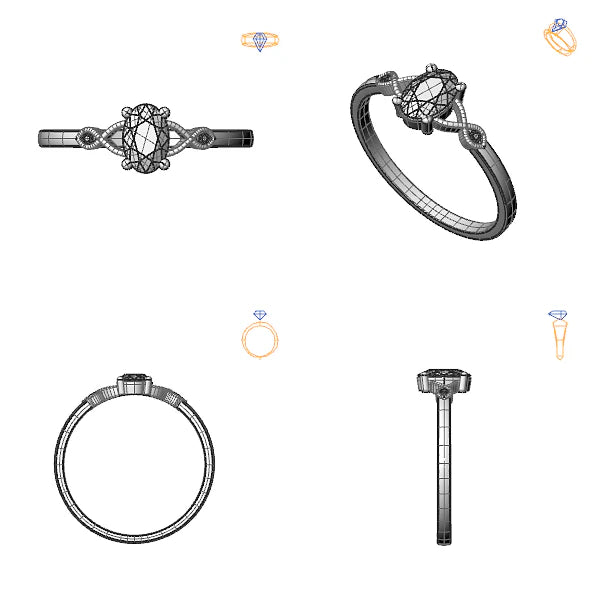 Inel logodna 3stone cu diamant de laborator roz