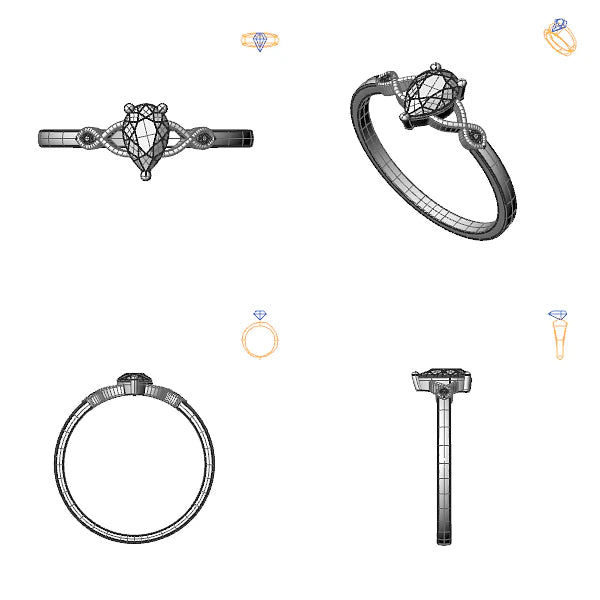 Inel logodna 3stone cu diamant de laborator roz