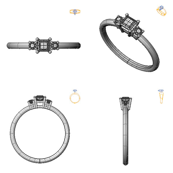 Inel 3stone cu diamant de laborator roz