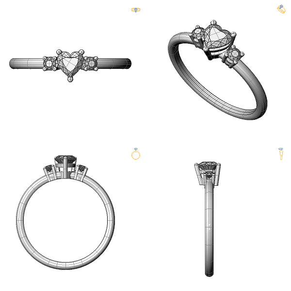 Inel de logodna 3stone cu diamant de laborator albastru