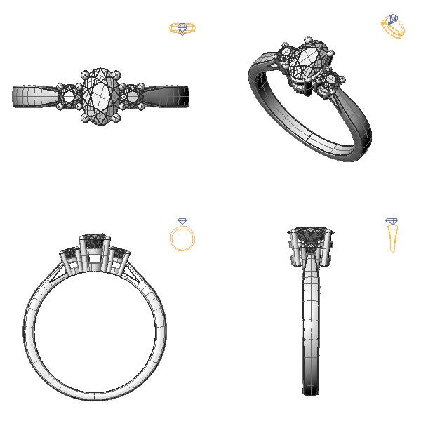 Inel de logodna 3stone cu diamant de laborator roz