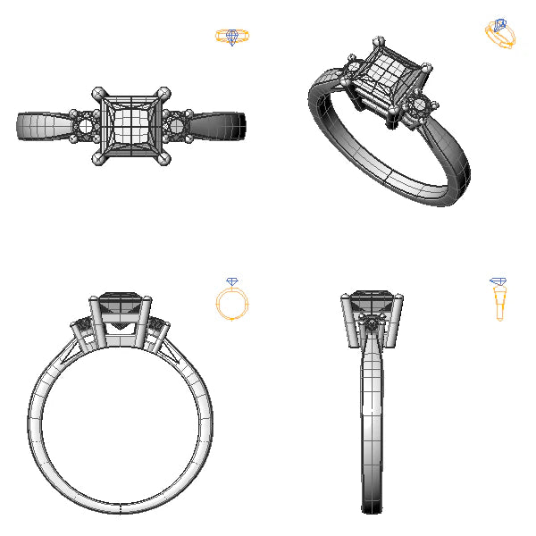 Inel logodna 3stone cu diamant de laborator roz