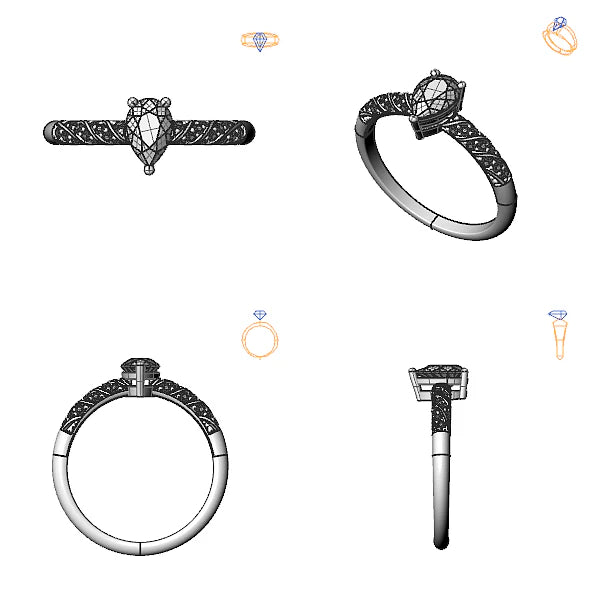 Inel logodna sidestone cu diamant de laborator verde