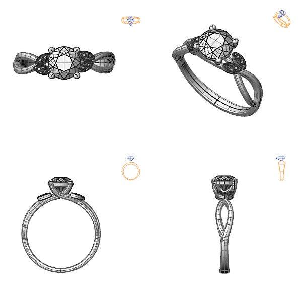 Inel logodna sidestone cu diamant de laborator roz