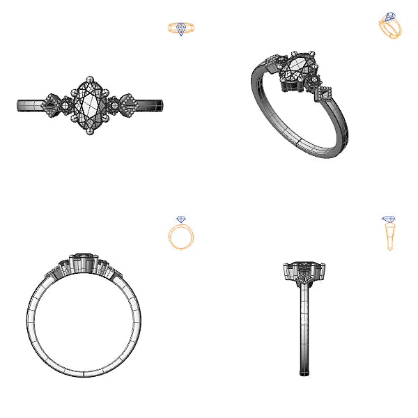 Inel de logodna 3stone cu diamant de laborator roz