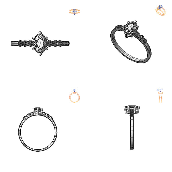 Inel sidestone cu diamant de laborator roz