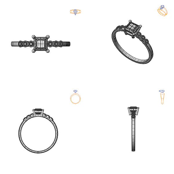 Inel logodna sidestone cu diamant de laborator verde