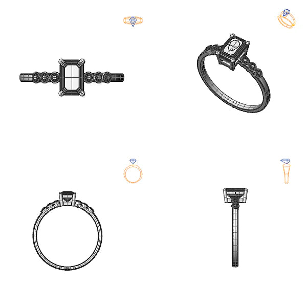 Inel logodna sidestone cu diamant de laborator roz