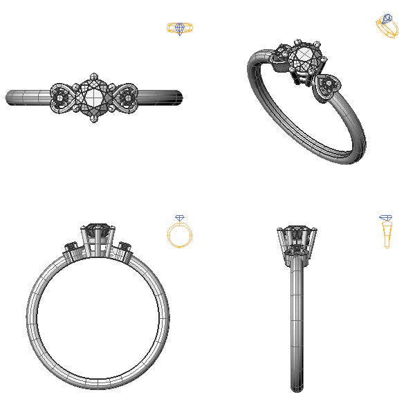 Inel logodna 3stone cu diamant de laborator roz