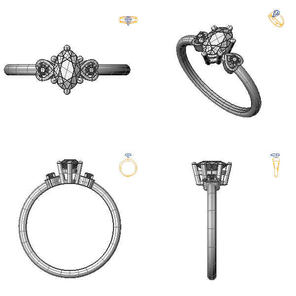 Inel logodna 3stone cu diamant de laborator roz