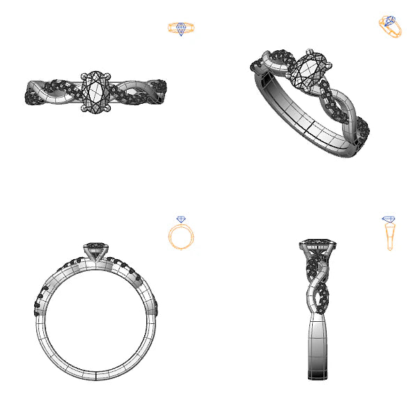 Inel sidestone cu diamant de laborator roz