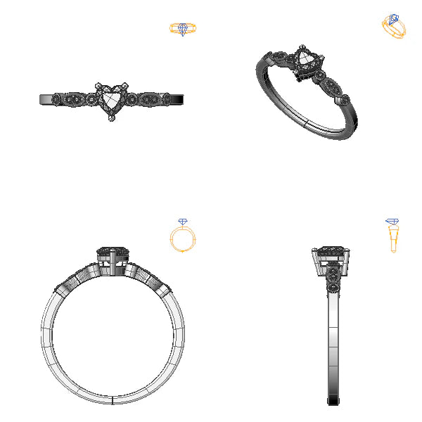 Inel sidestone cu diamant de laborator roz