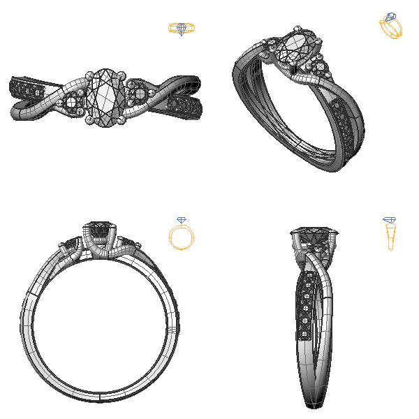 Inel de logodna sidestone cu diamant de laborator roz