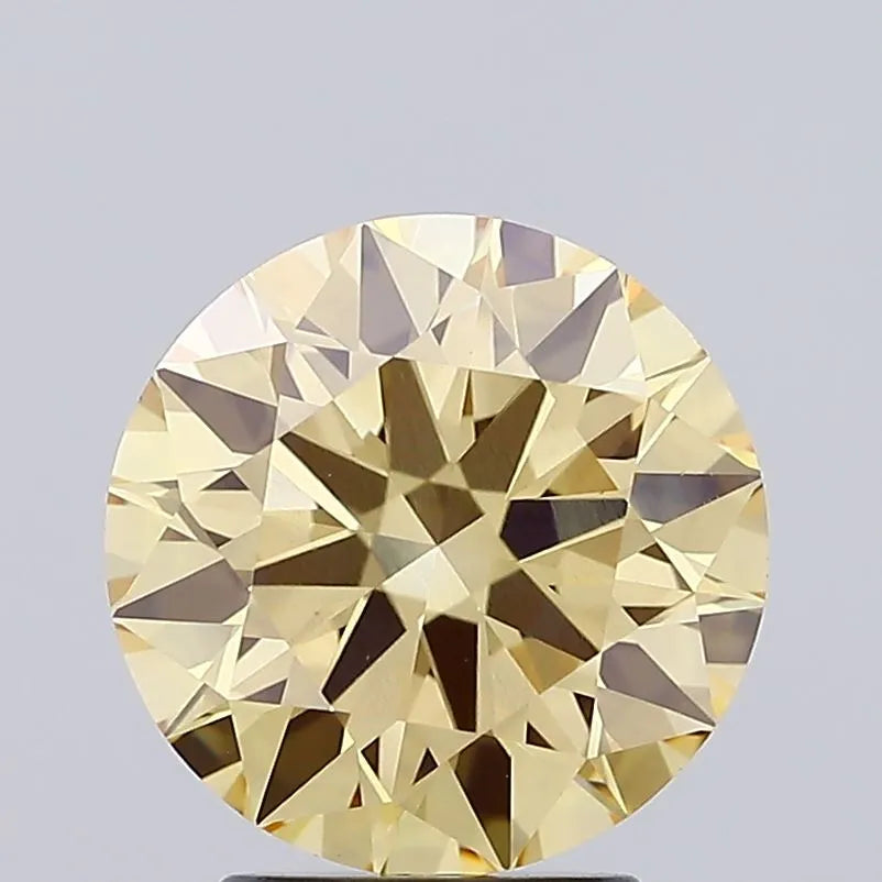 3.13ct Round Lab Grown Diamond (Colour Fancy Brownish Yellow, Clarity VVS2, Cut ID, IGI Certified)
