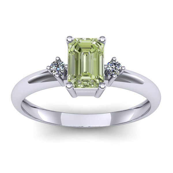 Inel de logodna cu diamant de laborator verde dreptunghiular