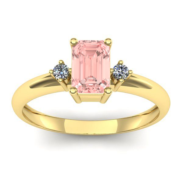 Inel cu diamant de laborator roz dreptunghiular