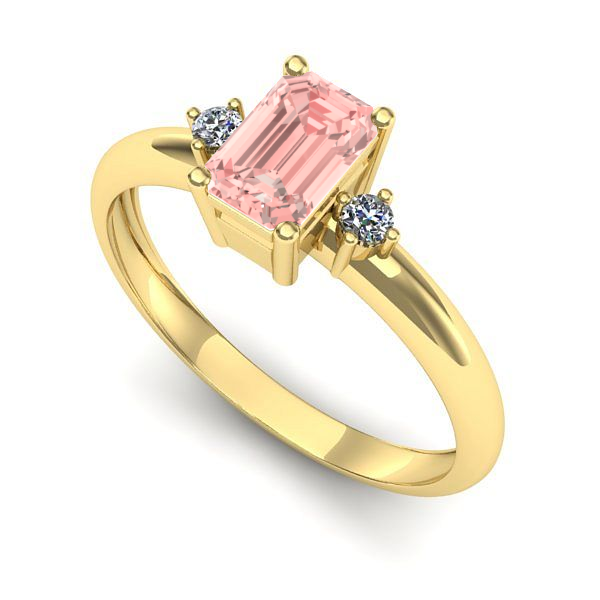 Inel din aur galben cu diamant de laborator roz