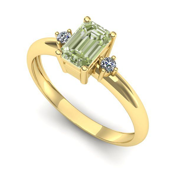 Inel de logodna din aur galben cu diamant de laborator verde
