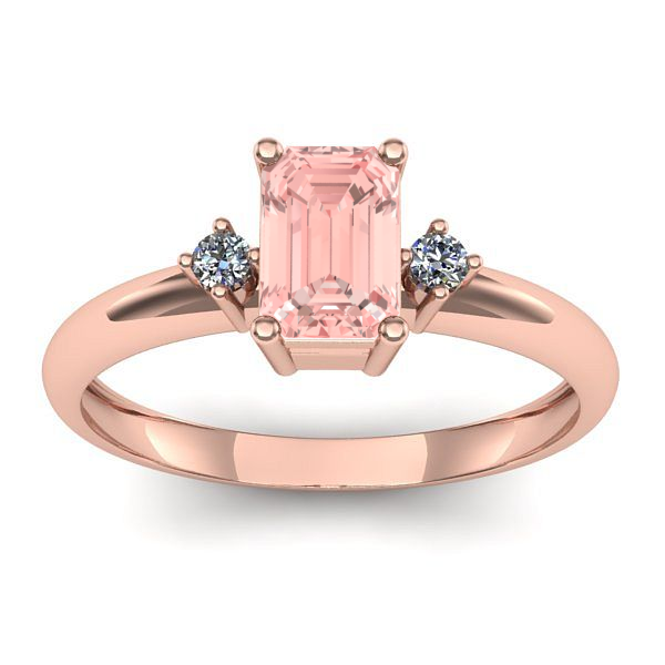 Inel cu diamant de laborator roz dreptunghiular