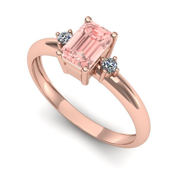 Inel de logodna din aur roz cu diamant de laborator roz