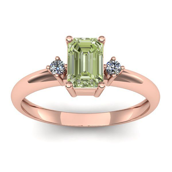 Inel cu diamant de laborator verde dreptunghiular