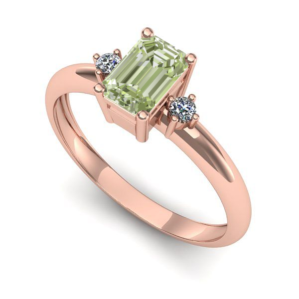 Inel de logodna din aur roz cu diamant de laborator verde