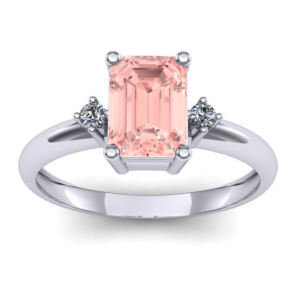 Inel logodna cu diamant de laborator roz dreptunghiular