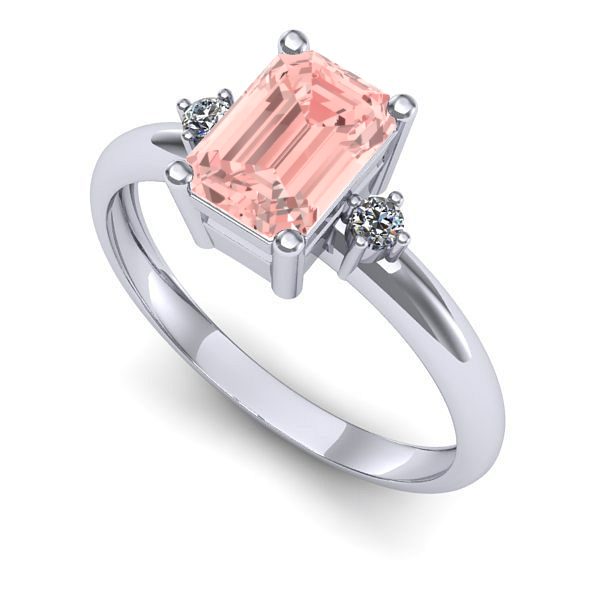 Inel de logodna din aur alb cu diamant de laborator roz