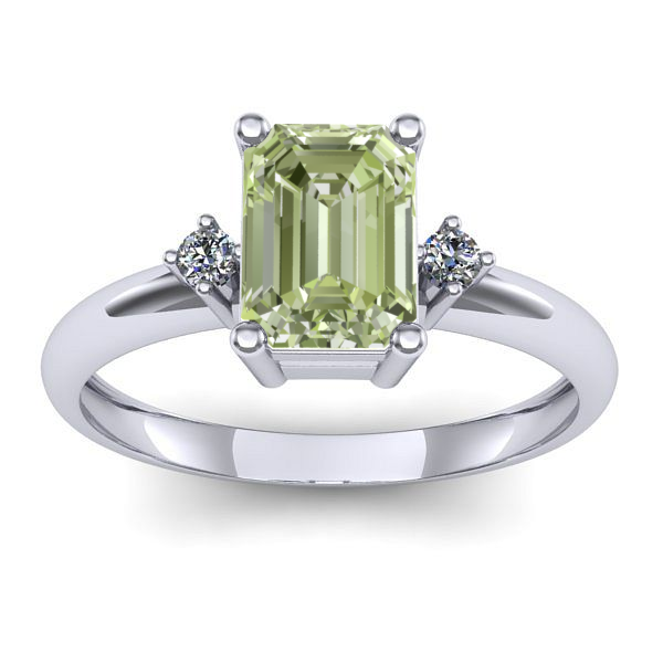 Inel logodna cu diamant de laborator verde dreptunghiular