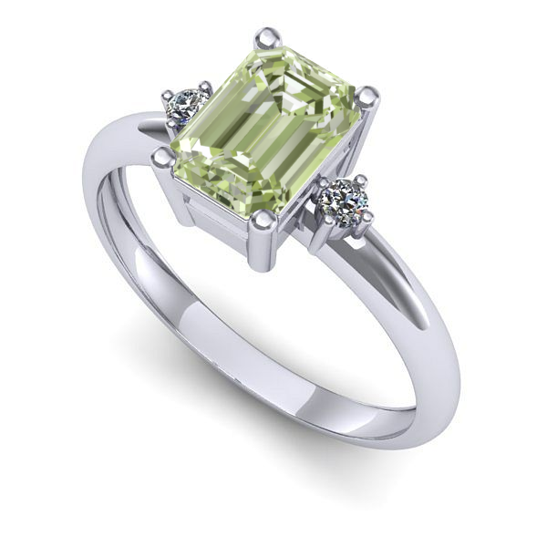 Inel de logodna din aur alb cu diamant de laborator verde