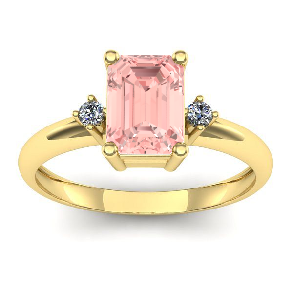 Inel de logodna cu diamant de laborator roz dreptunghiular