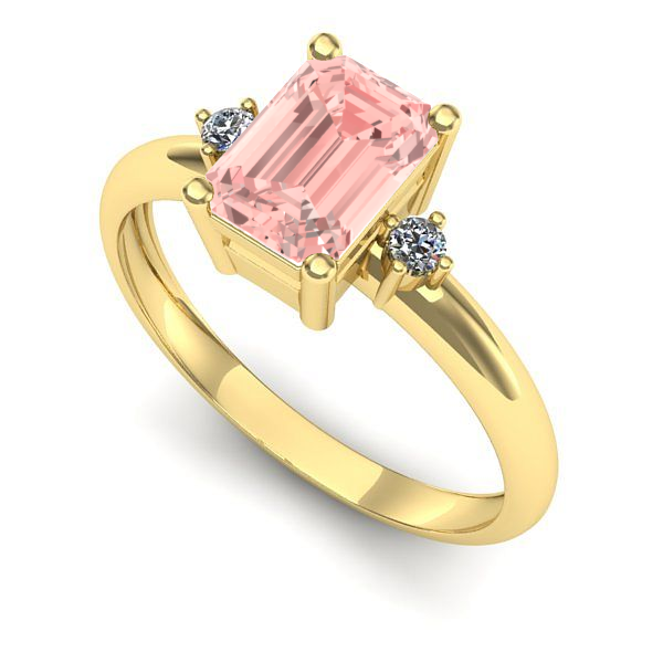 Inel de logodna din aur galben cu diamant de laborator roz