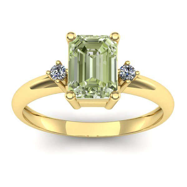 Inel de logodna cu diamant de laborator verde dreptunghiular