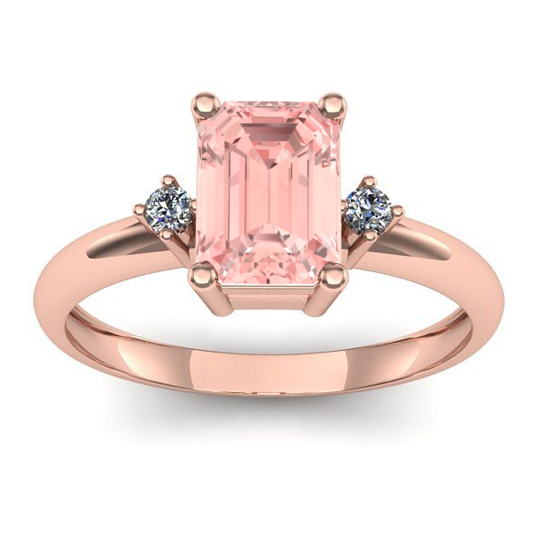 Inel de logodna cu diamant de laborator roz dreptunghiular