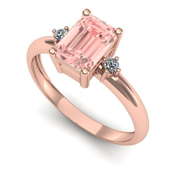 Inel de logodna din aur roz cu diamant de laborator roz