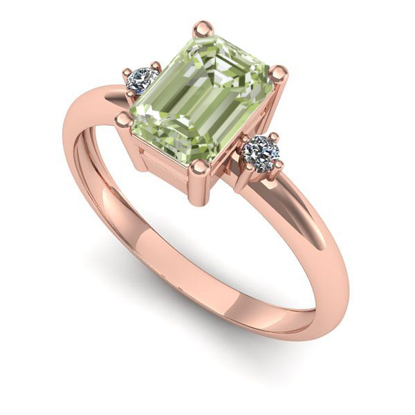 Inel logodna din aur roz cu diamant de laborator verde