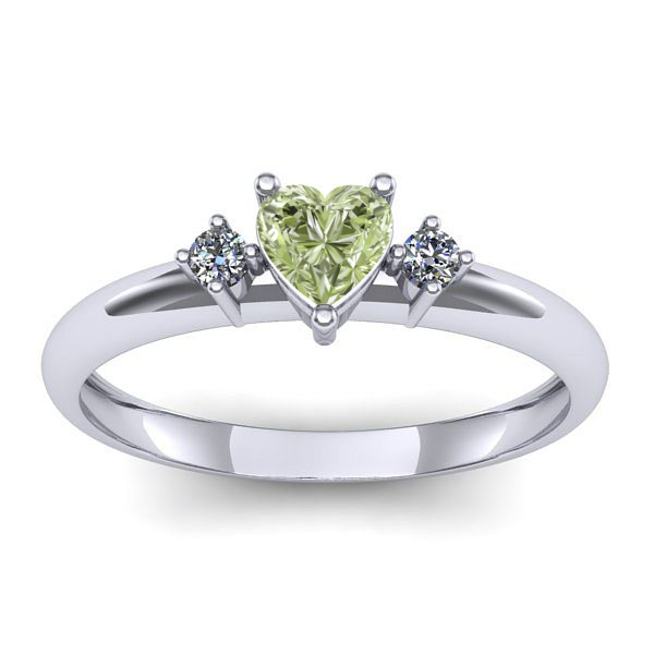 Inel logodna cu diamant de laborator verde inima