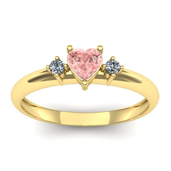 Inel de logodna cu diamant de laborator roz inima