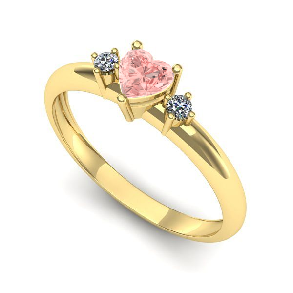 Inel logodna din aur galben cu diamant de laborator roz