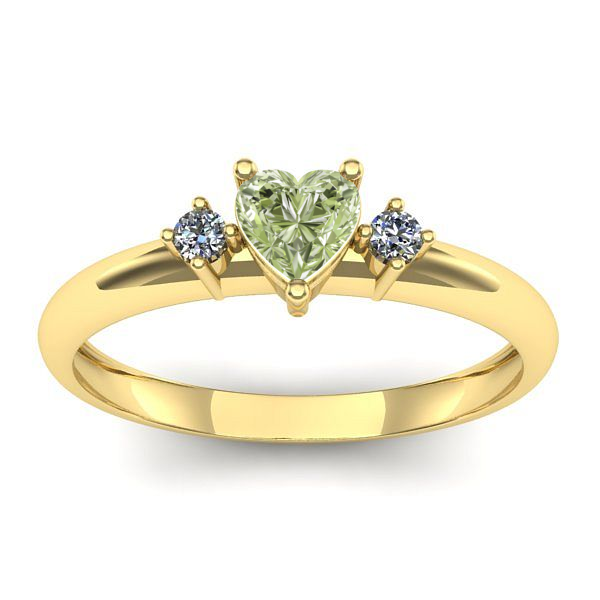 Inel cu diamant de laborator verde inima