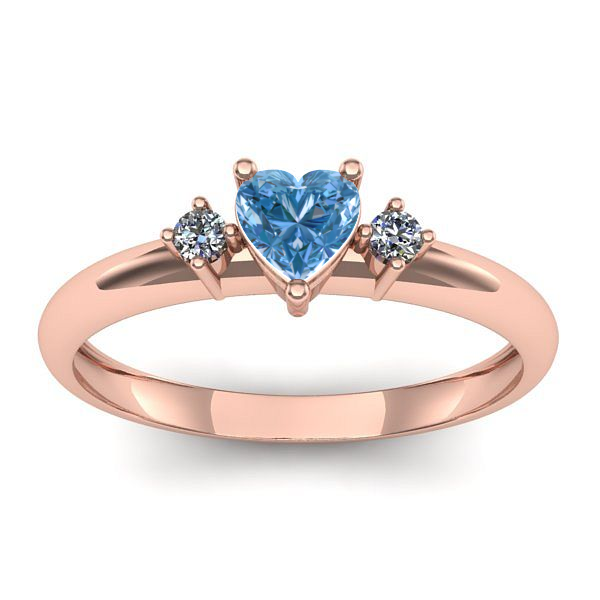 Inel de logodna cu diamant de laborator albastru inima