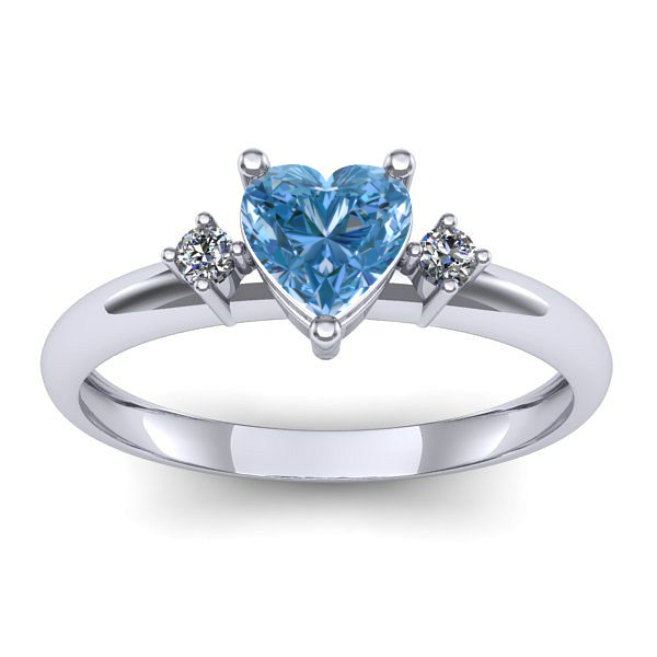 Inel de logodna cu diamant de laborator albastru inima