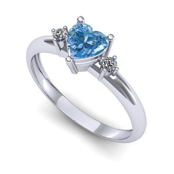 Inel de logodna din aur alb cu diamant de laborator albastru